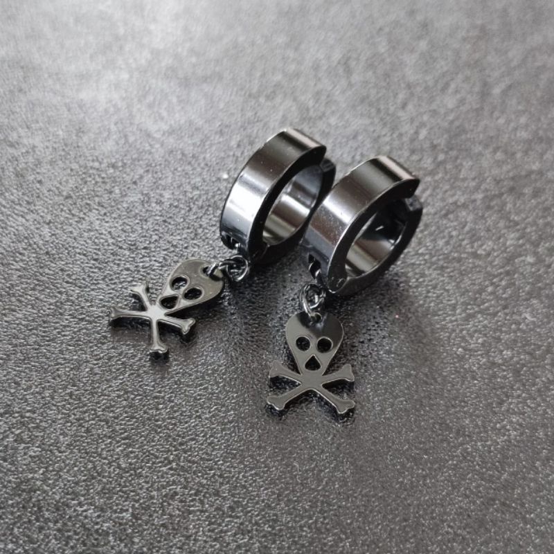 1pcs anting pria wanita stainless steel warna hitam