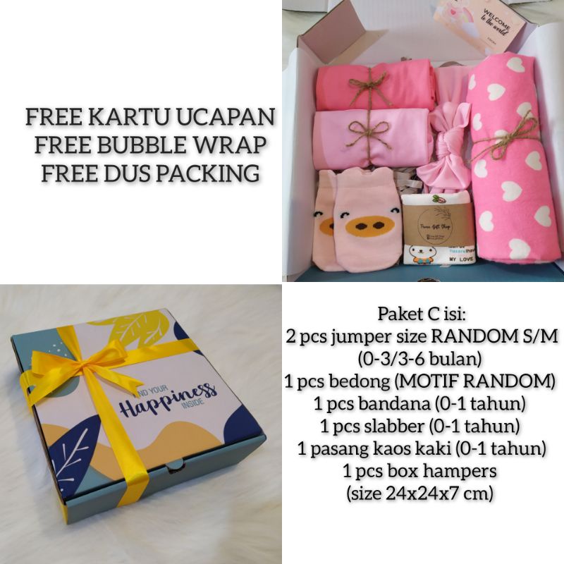 Hampers kado bayi/Baby gift set/Parcel kelahiran/set jumper bedong accesories-Paket C