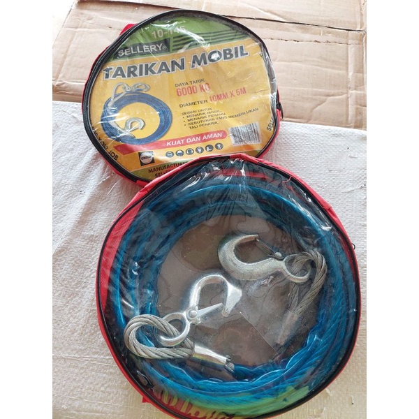 6 Ton Tarikan Mobil Tali Derek Car Rope Tali Seling Penarik Mobil Derek 10mm x 5 m