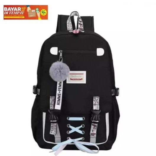 Should Bag - Tas Ransel Sekolah Anak Wanita Dan Pria Terbaru 2021 Kekinian Motif Carakter Pita Silang Homme Feme Korean Style Murah