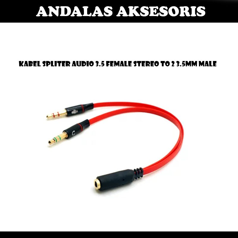 Kabel Spliter Audio 3.5 Female Stereo to 2 3.5mm Male