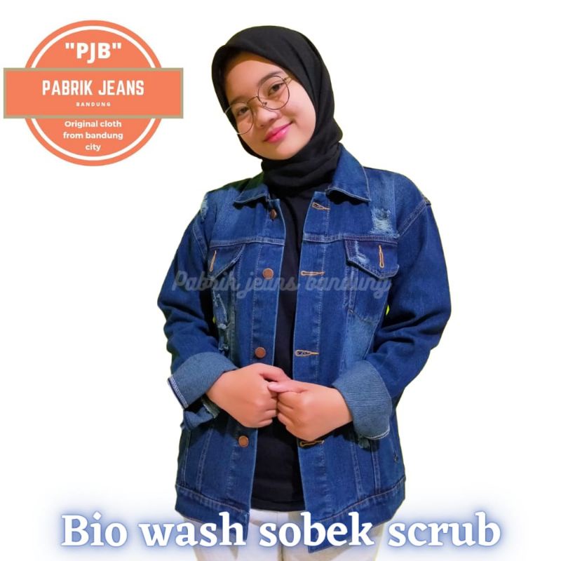 JAKET JEANS SOBEK TEBAL PREMIUM WANITA MURAH