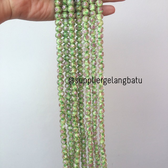 Lampwork kristal Murano 12x10mm bahan crystal ceko mawar hijau supplier aksesoris online shop etnik