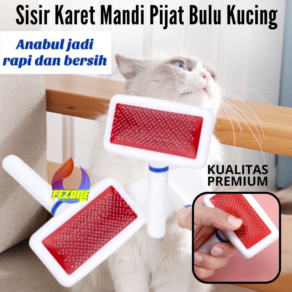 Sisir Grooming Sisir Mandi Pijat Kucing Anjing Kelinci Musang Kotak Pet Brush Untuk Bulu Rontok Bebas Kusut FEZONE