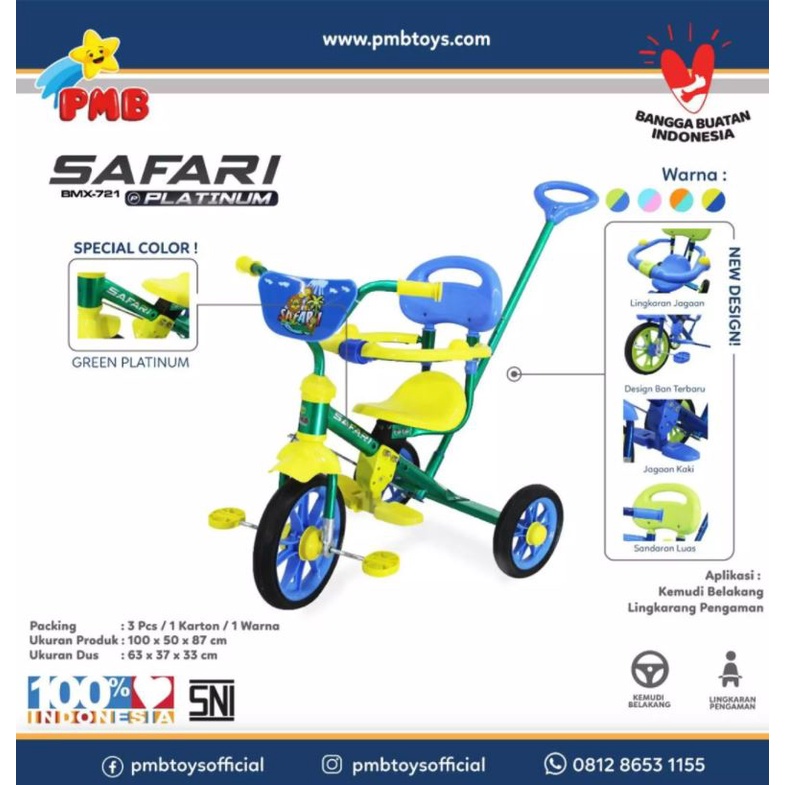 Sepeda anak roda 3 PMB 721 Platinum