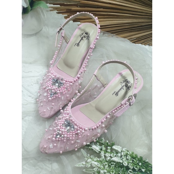 sepatu kiyarisa babypink 5cm kaca