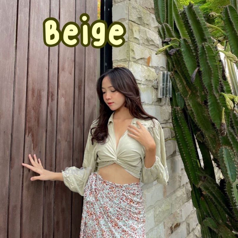 BEFAST - ZEC OOTD Wanita Blouse AKIA / Angelie Wrap Top / Blouse Terbaru / Atasan Blouse Wanita / Blouse Leher V / Fashion Wanita Remaja Terbaru / Blouse Lengan Balon Panjang / Trendy / OOTD Kekiniaan Remaja Wanita