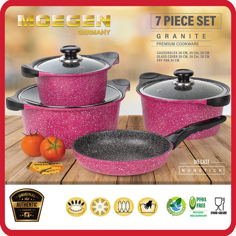 ORIGINAL MOEGEN Germany 7pcs granite series casserole n fry pan anti lengket original