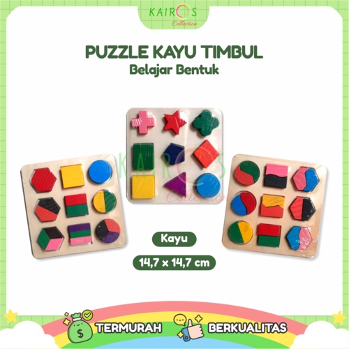 Puzzle Anak Timbul Kayu Belajar Shape (Bentuk)