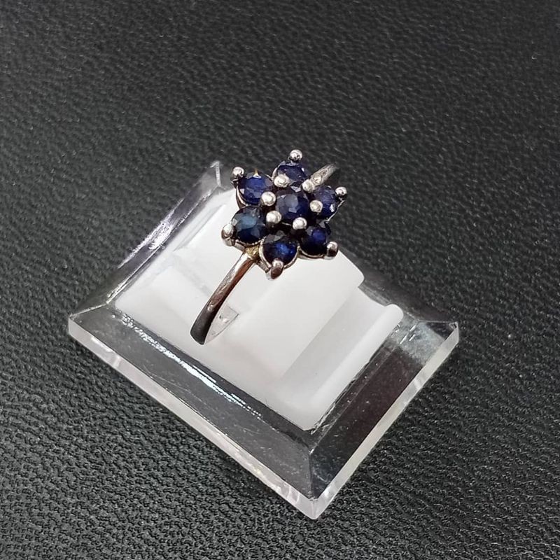 cincin wanita ikat perak batu permata blue safir