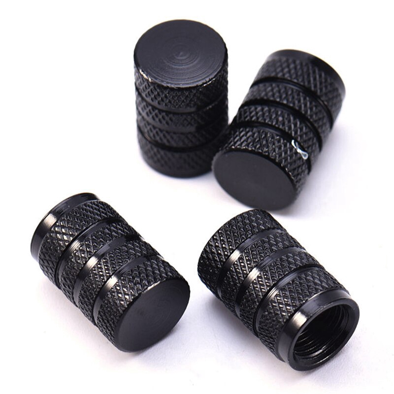 4PCs Black Durable Aluminium Alloy wheel tire valve stem caps