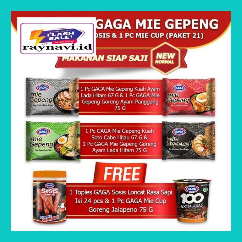 

5A40D5Par Gaga Mie Gepeng, Mie Cup Gratis 1 Toples Sosis (Isi 24Pcs) (Kode21) A3D04Tm