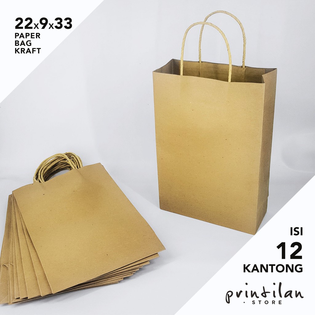 

[22x9x33 cm] PAPER BAG / TAS KERTAS COKLAT KRAFT POLOS / SHOPPING BAG