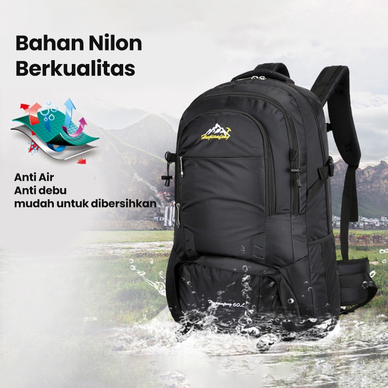 Bopai Tas Gunung Pria Tas Waterproof Outdoor Traveling Hiking Tas Punggung Cowok Backpack Besar Sekolah TR113