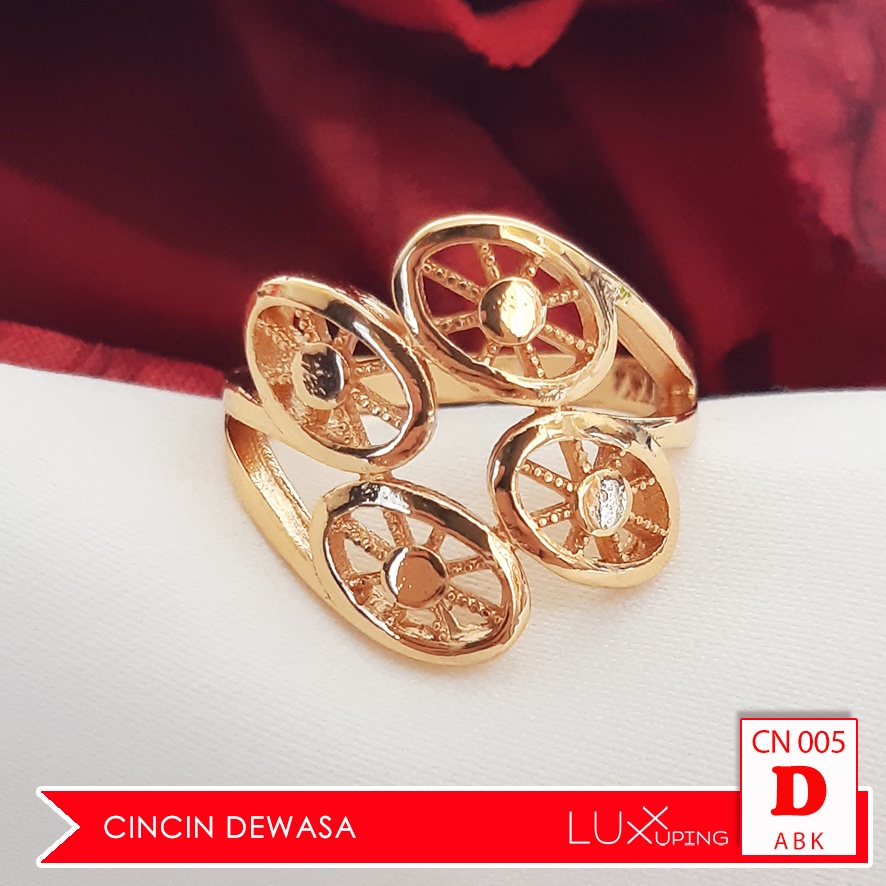 CN 005  Cincin Wanita Dewasa Perhiasan Emas Imitasi Permata Zirkon Aksesoris Korea Model Mawar Rose Cincin Xuping Big Sieze Jumbo Luxx Xuping