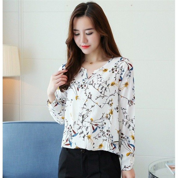 Floral V Neck Blouse