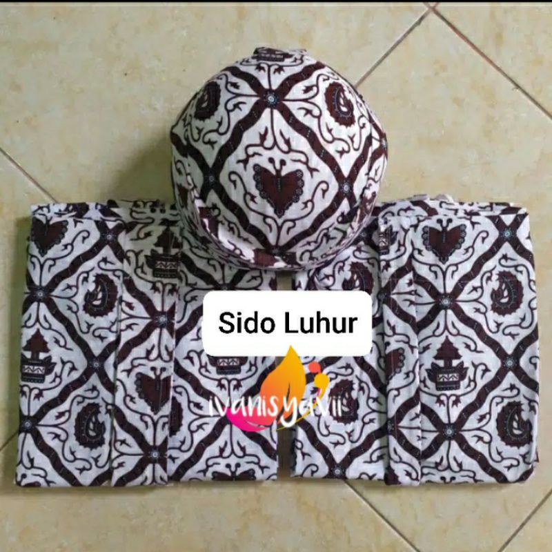 Set Jarik Instan Bapak Ibu + Blangkon (ModeL Jawa/ Sunda), Motif Sido Luhur