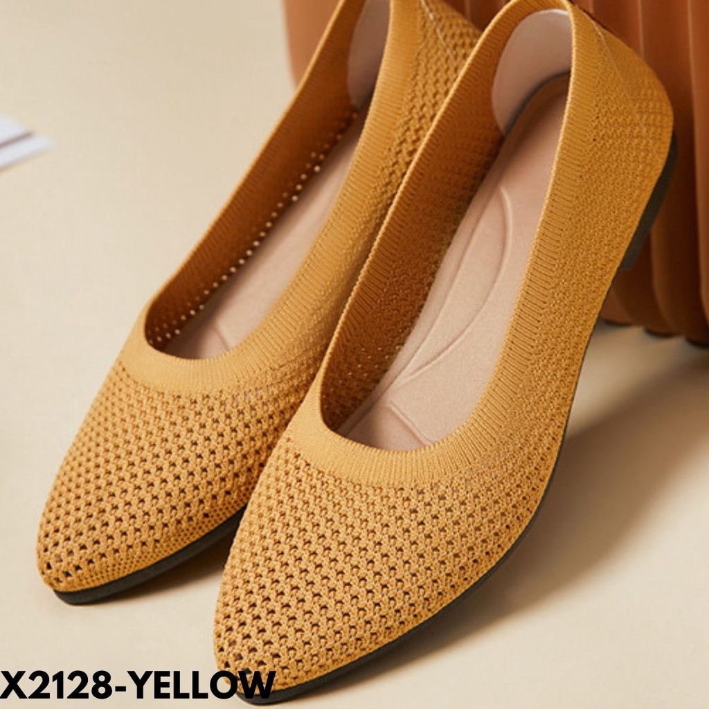 SEPATU FLAT SHOES WANITA DESIGN MINIMALIS NYAMAN DIPAKAI KEMANPUN INTERVIEW SOPAN FLYKNIT IMPORT 2128