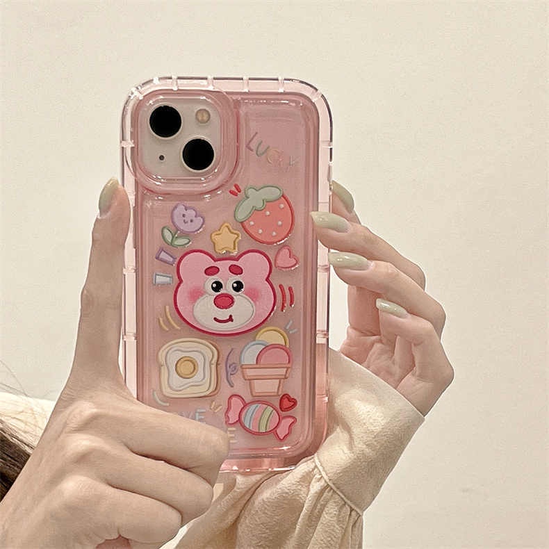 Case Desain Beruang Kirby Strawberry Pink Untuk iPhone 12 13 14 11 Pro Max X Xs Max Xr rdhg