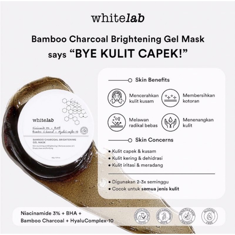 Whitelab Bamboo Charcoal Mask / Mugwort Mask 50gr Masker Wajah