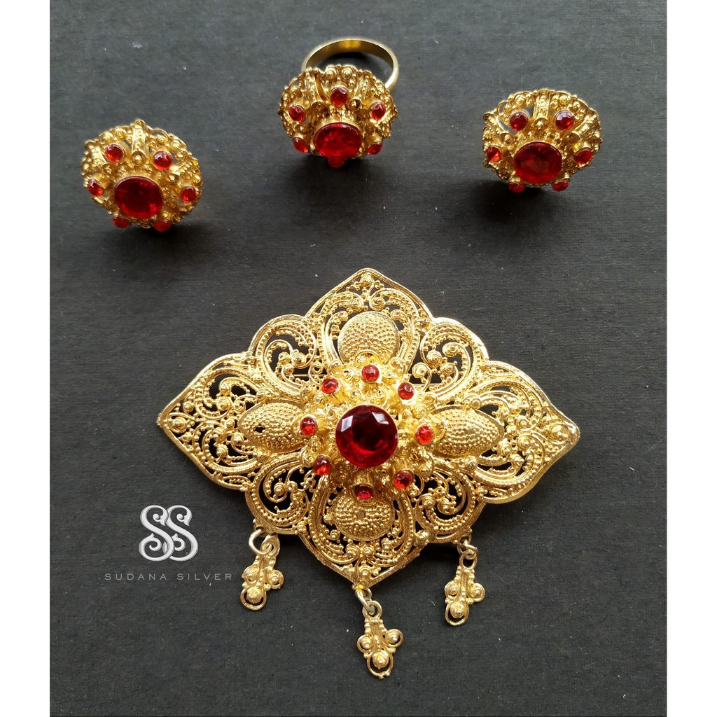 Bros Alpaka Wajik Merah Gold Plated Bali