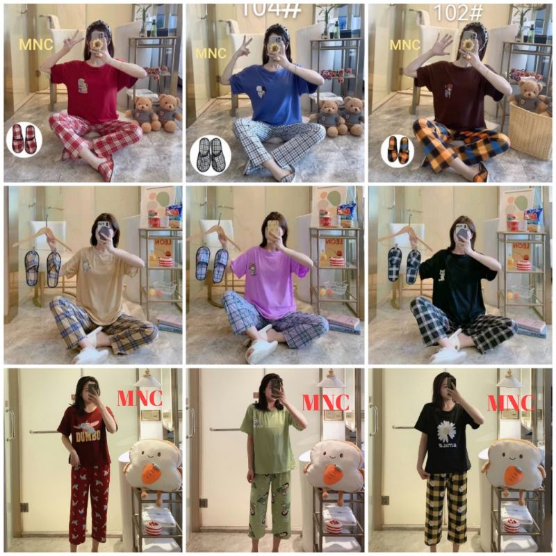 Stelan Oversize 7/8/Cp stelan Wanita Korean style/Piyama Import Wanita BT21 Tata RJ Cooky BTS C12-C1