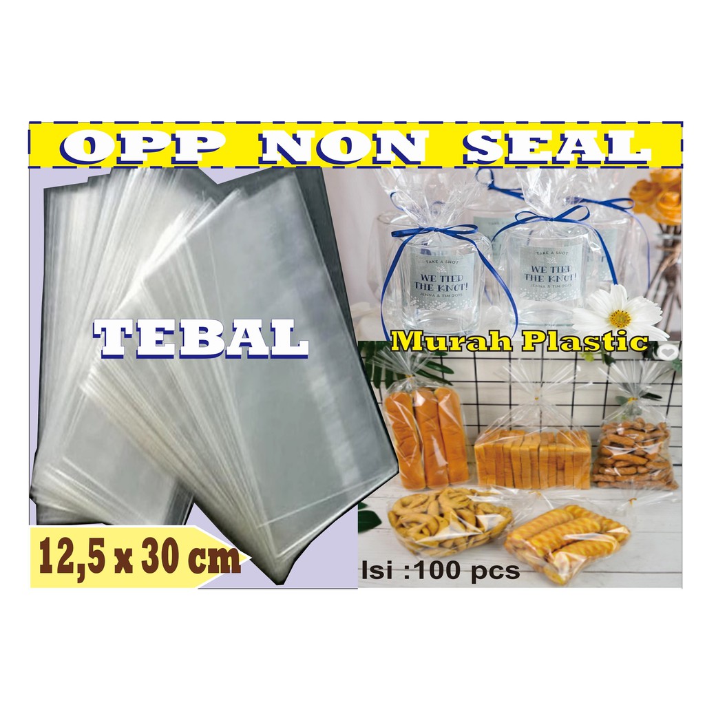 Plastik OPP TEBAL TANPA LEM/SEAL 12,5 x 30  Isi 100 Pcs