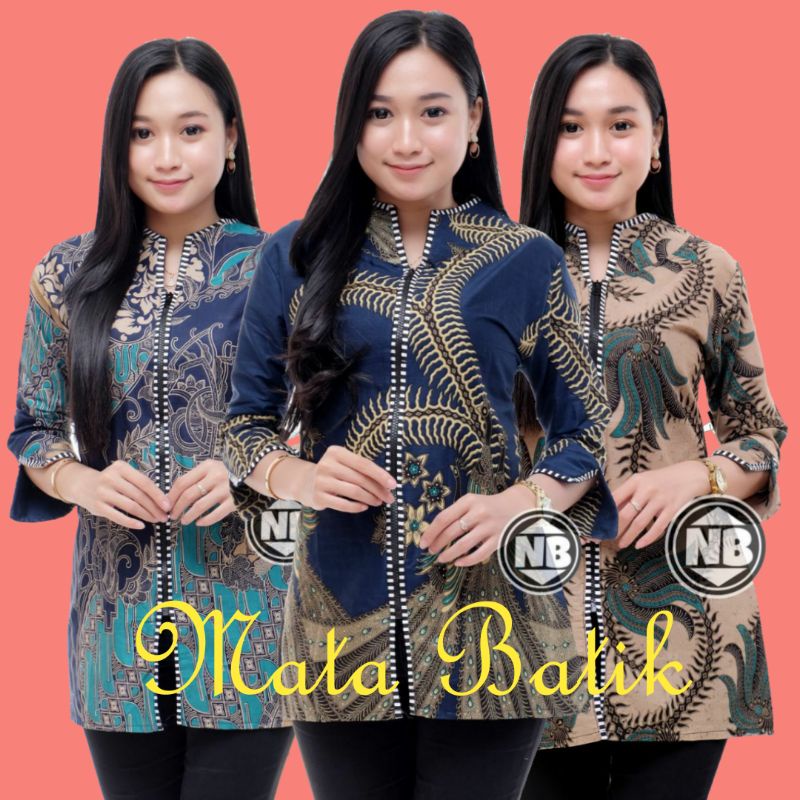 Atasan Blouse Batik MOSA Wanita Lengan Panjang Kancing Depan. Motif IDG Batik Pekalongan -272