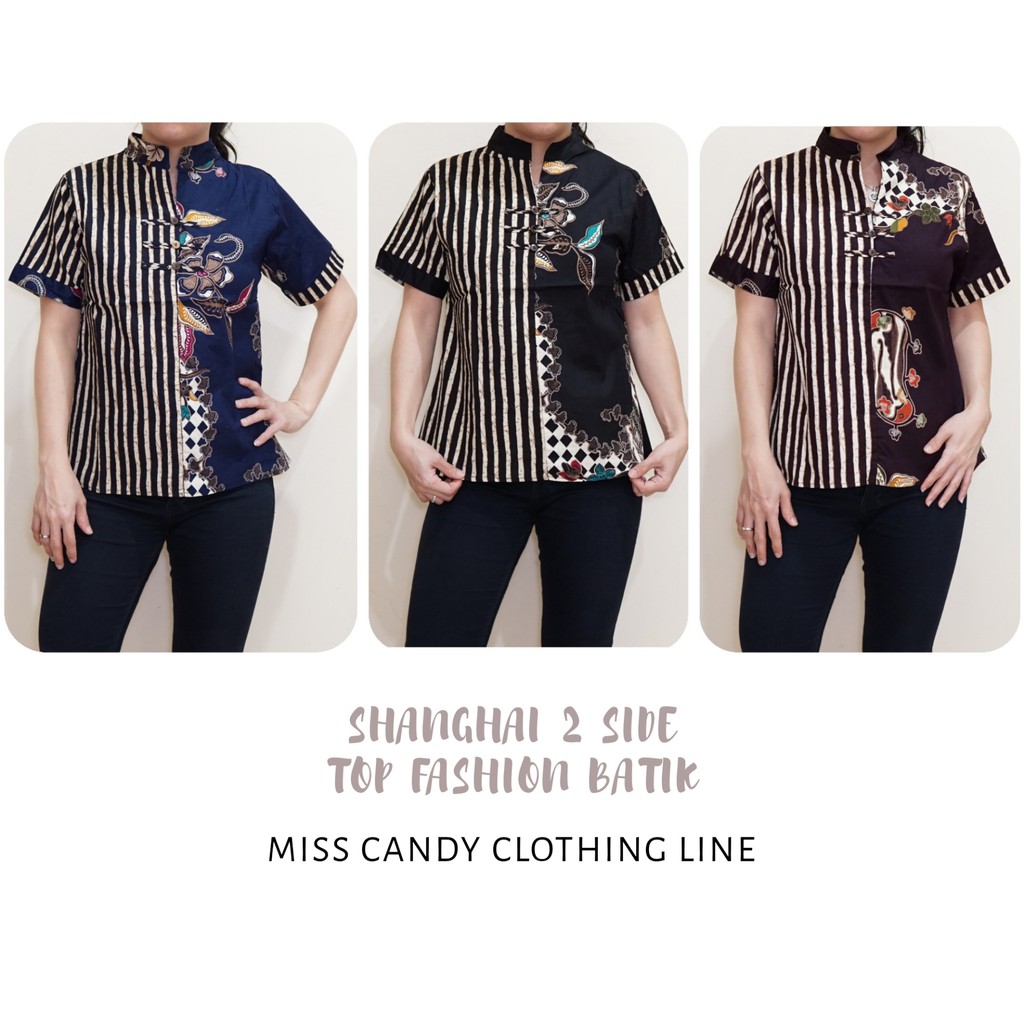 Atasan Batik Wanita / Atasan Batik Modern 2 Side Krah Shanghai