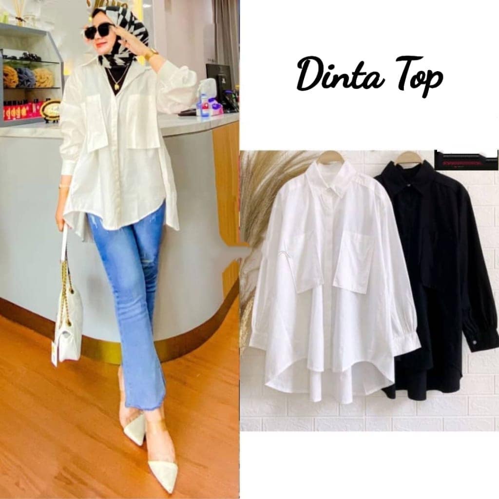 Dinta Top Blouse Wanita Terbaru Baju Atasan Muslimah Pakaian Kerja Kasual Polos Kmeja Cewek Blus Mur
