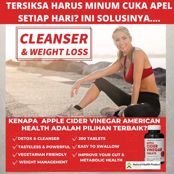 

Jual Apple Cider Vinegar Kapsul / Suplement Cuka Apel 200 Tablet Usa