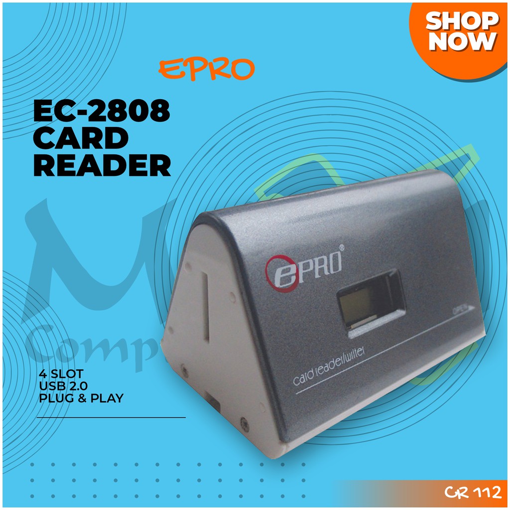 Epro EC-2808 4 Slot Build In Digital Clock and Thermometer USB 2.0 Card Reader