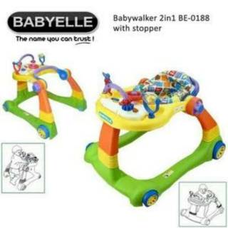 BabyElle Baby Walker 2in1 Colourful BE0188 with Stopper 