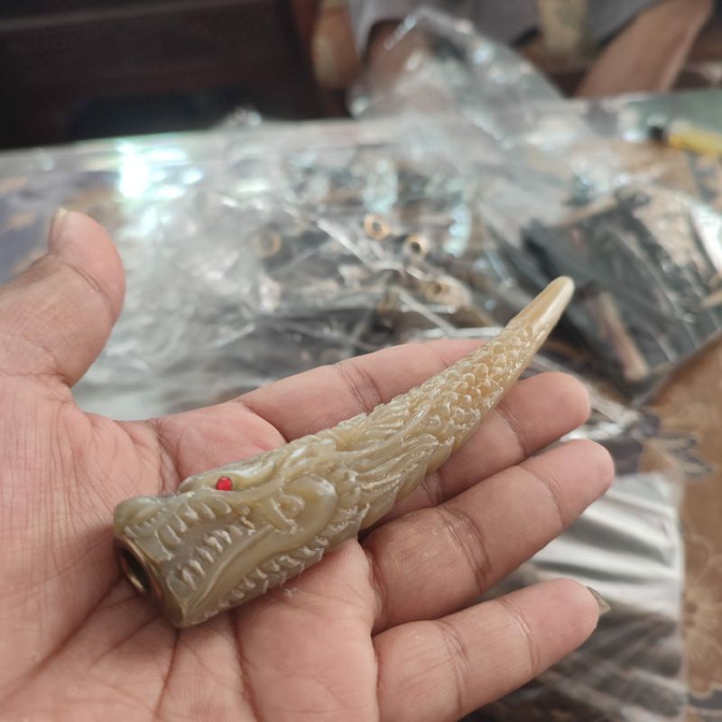 sedotan 0nce tanduk kerbau ukir naga