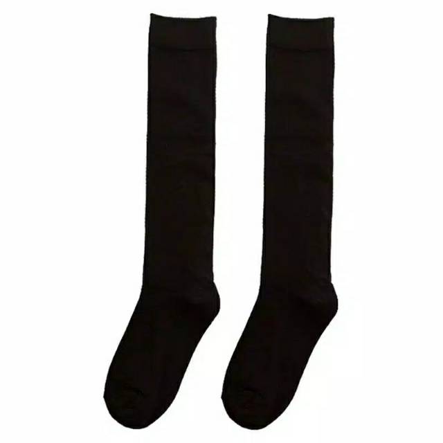 Kaos Kaki Cewek Panjang Selutut Hitam Polos / Kaos Kaki Gaya Jepang korea / Kaos Kaki Muslimah