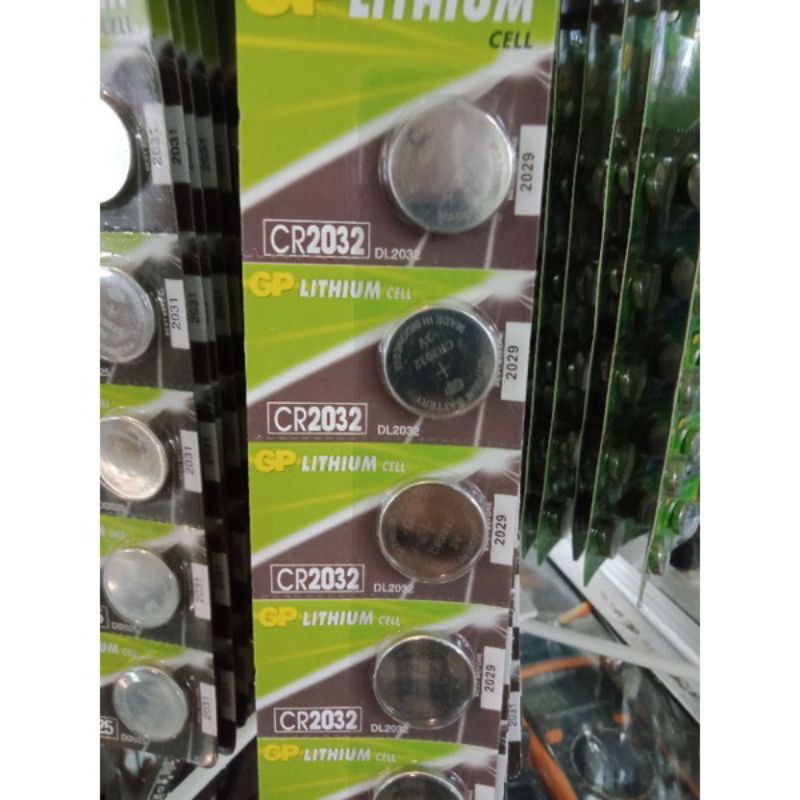 Baterai Kancing CR 2032 - 3V Lithium GP - Original ( harga buat 1 pak isi 5 iya).