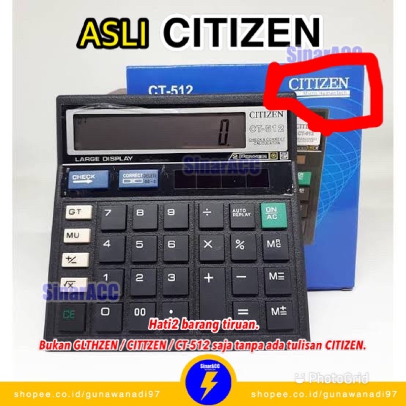 Kalkulator 12 digit CITIZEN 512 murah kalkulator bakul kalkulator hitung kalkulator besar citizen ct-512 ct 512 kalkulator check kalkulator cek ulang jualan