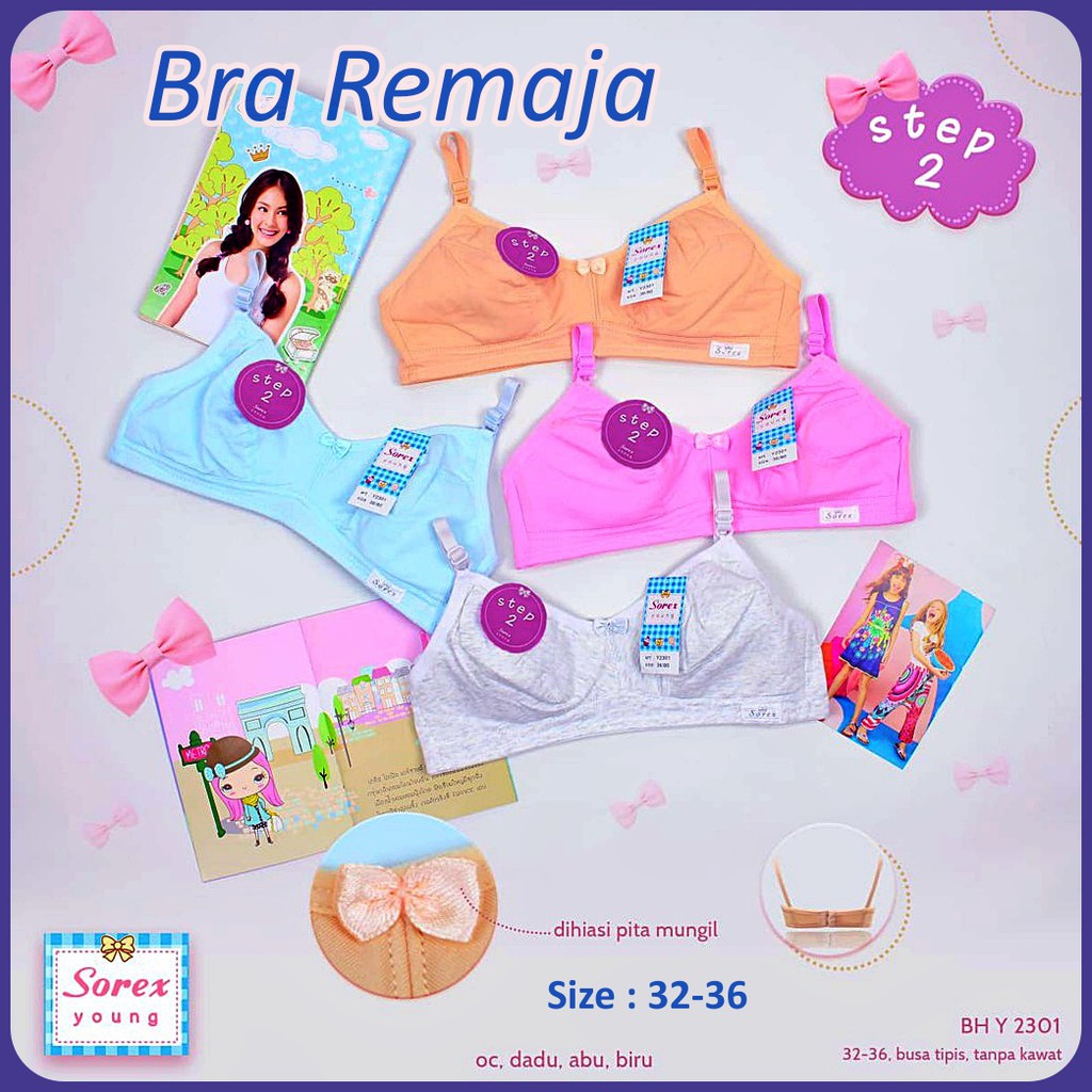 Sorex-Bra Anak Remaja  Putri Tanpa Busa BH art Y2301 | Beha Anak Step 2 Kait 2 Bahan Halus