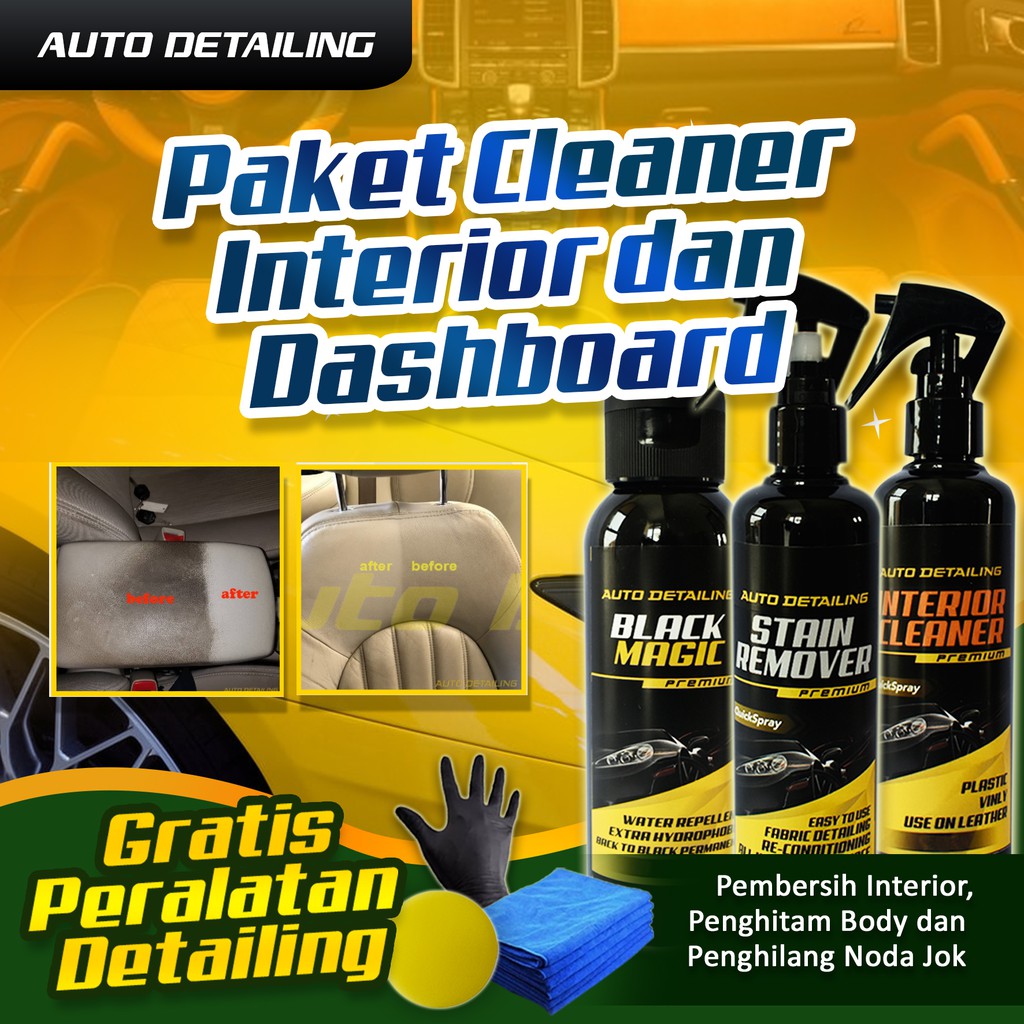 Paket Pembersih Interior Mobil Penghitam Dashboard Interior Cleaner