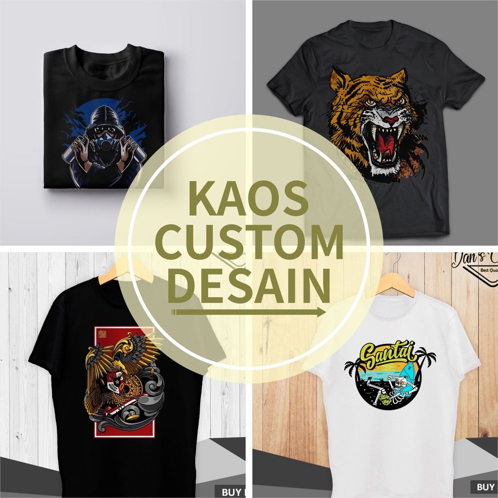 Kaos Desain Sendiri Jasa Print Sablon Dtg Custom Cotton Combed 30s Shopee Indonesia