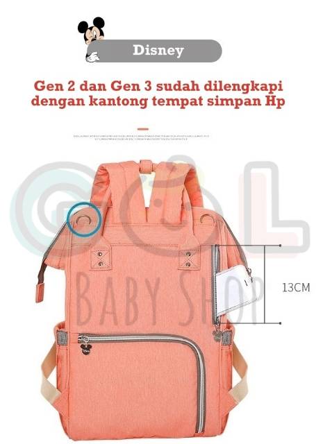 READY STOCK TAS RANSEL DIAPER DISNEY BAG BORDIR STAR ORIGINAL