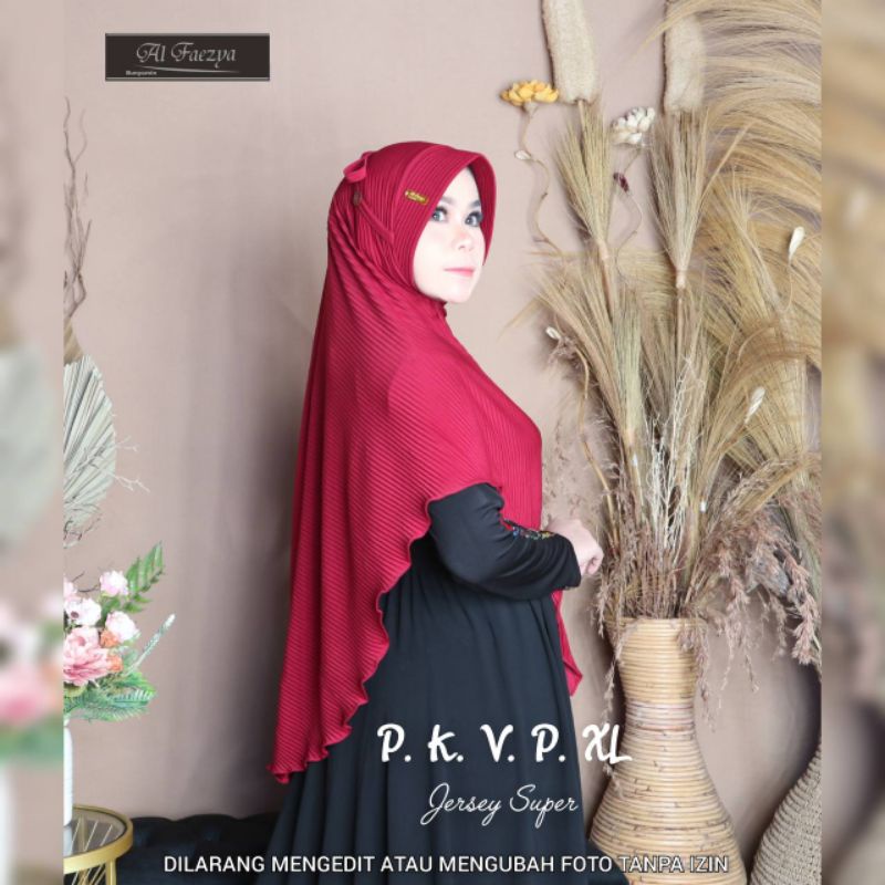 374 JILBAB PLISKET JUMBO AL FAEZYA TALI KANCING KONEKTOR MASKER JERSEY SUPER/HIJAB ALFAEZYA AF XL PR