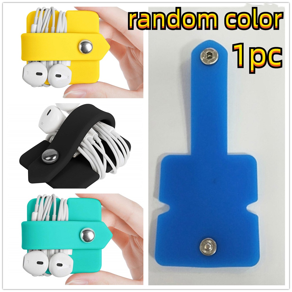 【COD Tangding】1pc Alat Penggulung Kabel Earphone Bahan Silikon Warna Acak