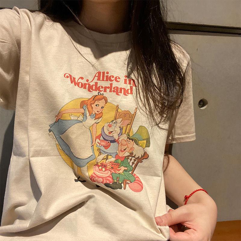 Overtee Tshirt Oversize Wanita Motif Alice in Wonderland