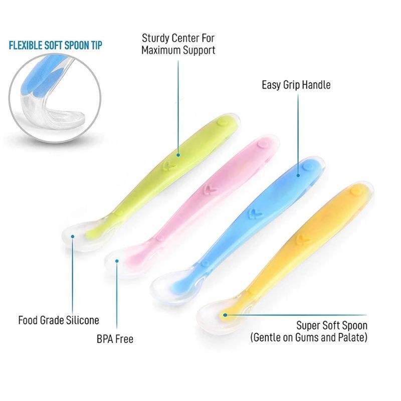 Sendok Makan Bayi Baby Safety Spoon Silikon Sensor Panas Lentur Feeding Aman