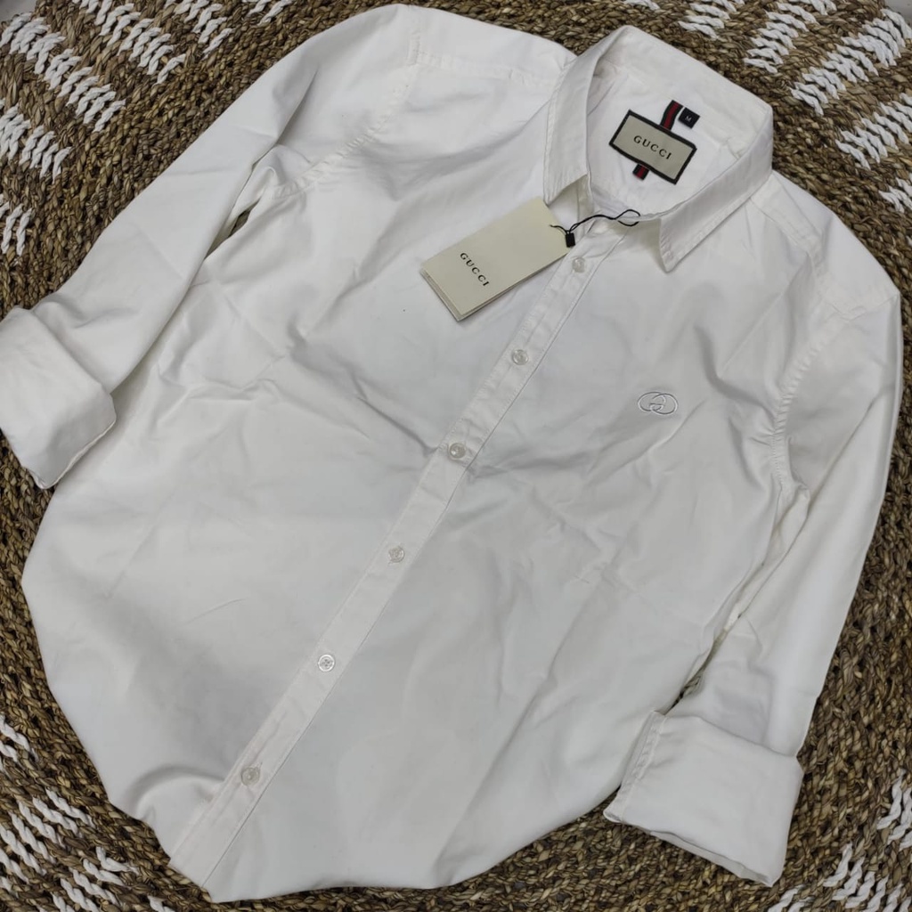kemeja Gucci lengan panjang // kemeja cowok keren polos // kemeja pria distro import