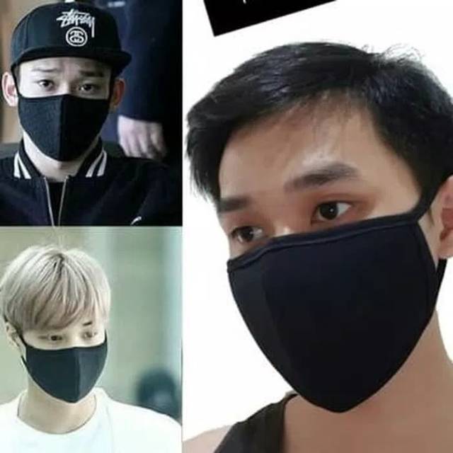 Masker hitam dan motif bahan kain lokal idol OPPA masker bahan bisa di cuci harga ekonomis