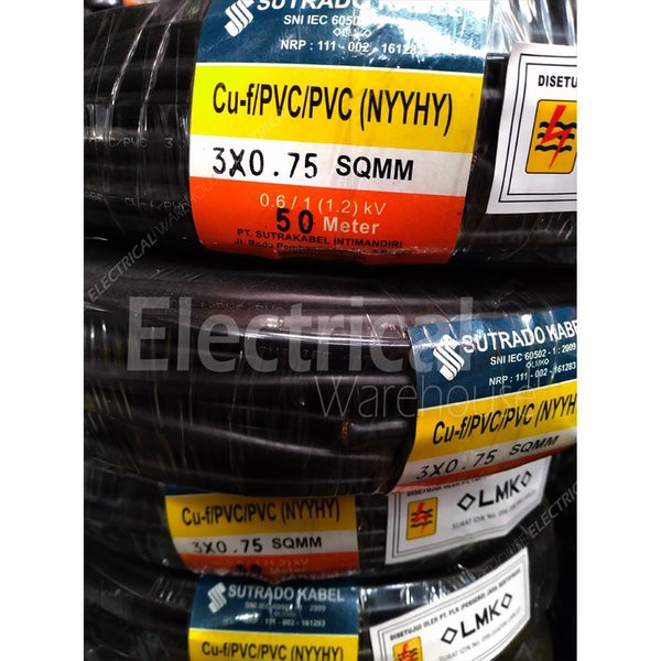 Kabel Serabut NYYHY 3x0.75mm2 SUTRADO 50 Meter ( NYY HY 3x0.75mm 3x0.75 mm 3x0,75 Meter M 50M )