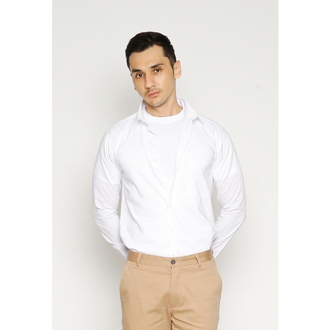 VALINO Kemeja Putih Pria Lengan Panjang - V-XXXE03-A1