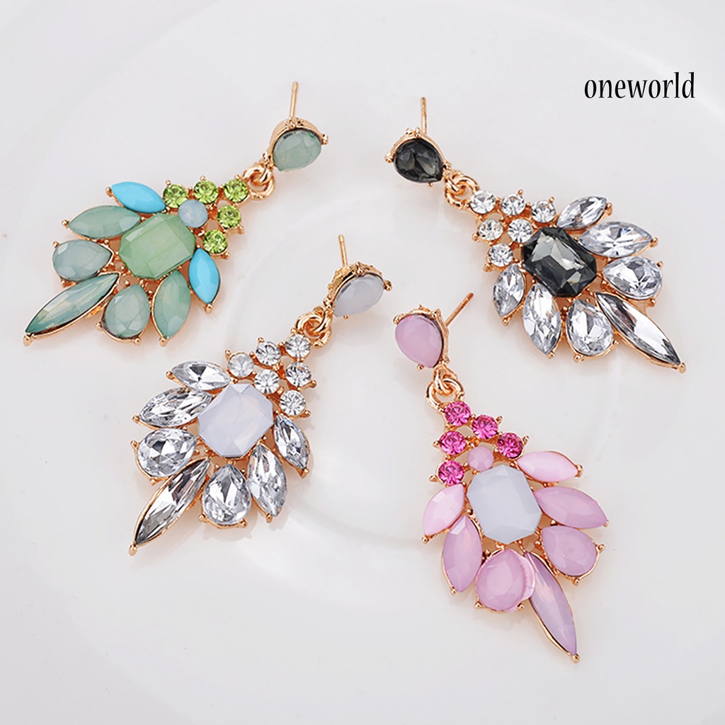 OW@ 1 Pair Earrings Attractive Water Drop Shape Alloy Women Girls Ear Studs for Wedding